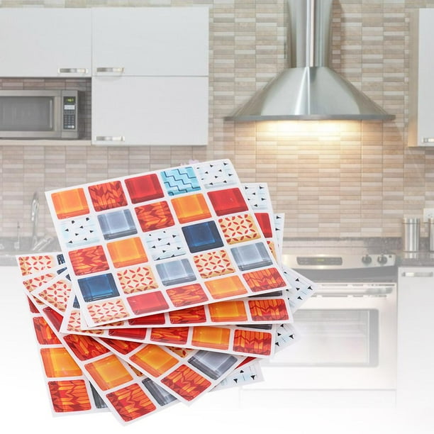 6pcs Kitchen Tile Stickers Bathroom Mosaic Sticker Self-adhesive Wall Decor 6pcs Kitchen Tile Stickers Bathroom Mosaic Sticker Self-adhesive Wall Decor